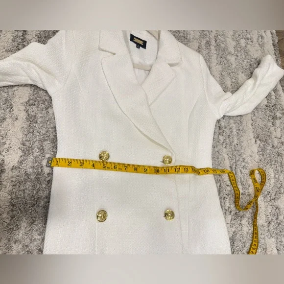 TRENDY LONG SLEEVE DOUBLE
BREASTED BLAZER MINI
DRESS - WHITE - Picture 14 of 17